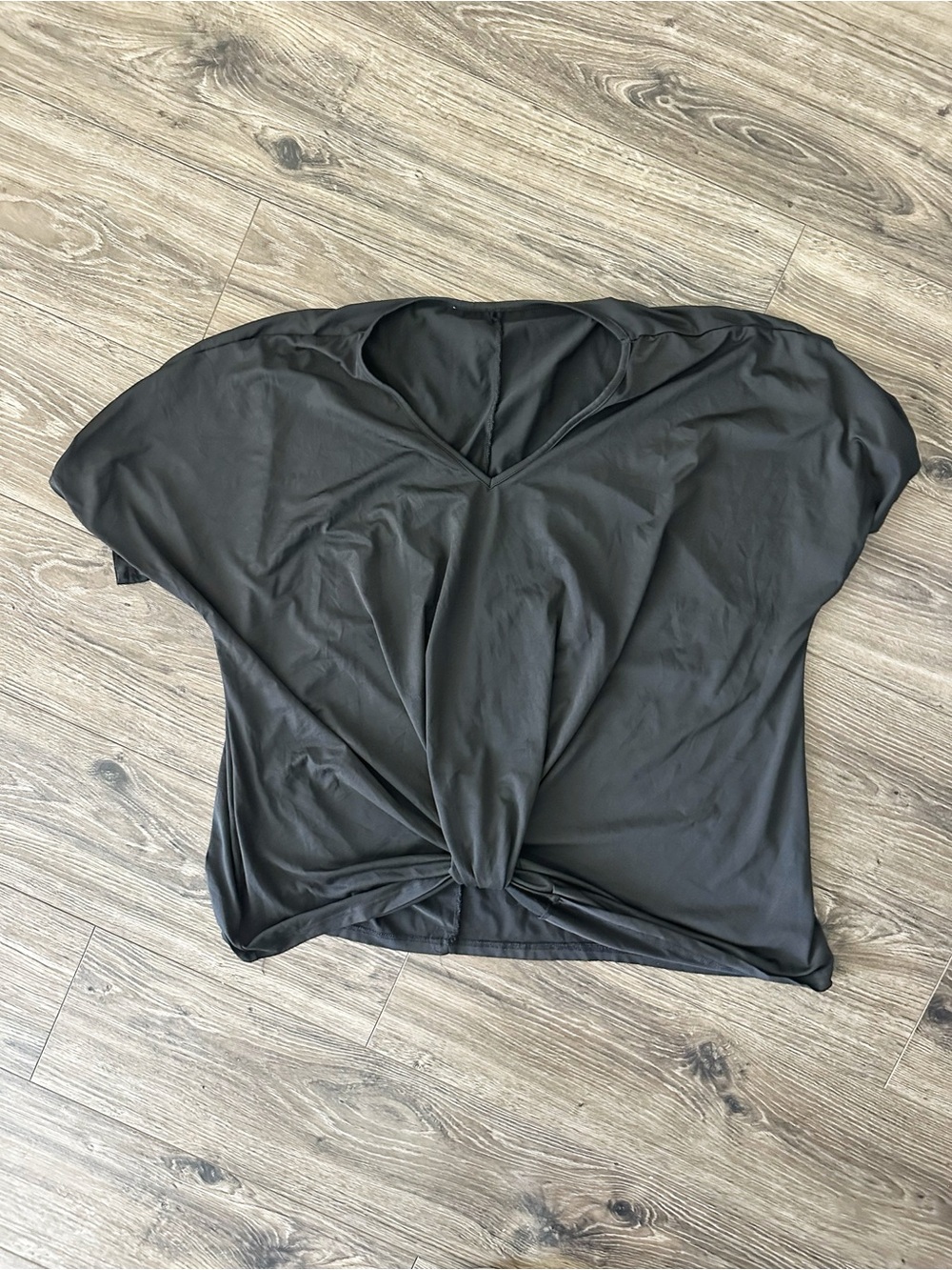 Women’s Black Twist-Front V-Neck Top